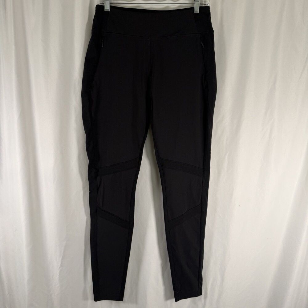 Athleta Jogger Women's 12T Tall Black Pull On Zip Pockets High Rise Nylon Blend